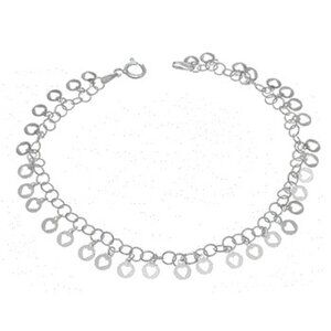 Italian 925 Sterling Silver Dangle Circle Heart Bracelet